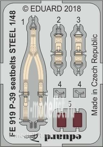 FE919 Eduard 1/48 Фототравление для модели P-39 seatbelts STEEL