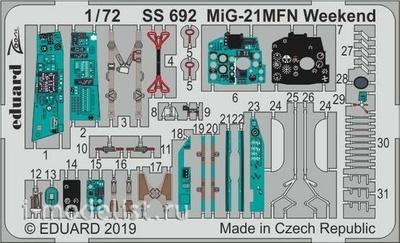 SS692 Eduard 1/72 Фототравление для MiGG-21МФН Weekend