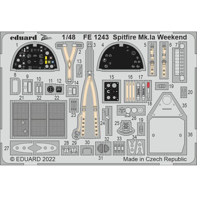 FE1243 Eduard 1/48 Фототравление для Spitfire Mk. Ia Weekend