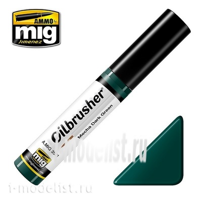 AMIG3531 Ammo Mig MECHA DARK GREEN (Масляная краска с тонкой кистью аппликатором) / ТЕМНО-ЗЕЛЕНЫЙ