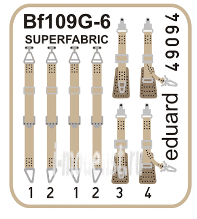49094 Eduard 1/48 Фототравление для Bf 109G seatbelts SUPERFABRIC