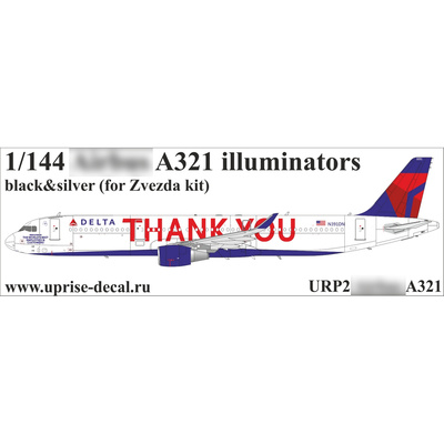 URP2 UpRise 1/144 Декаль для A321, иллюминаторы, чёрные