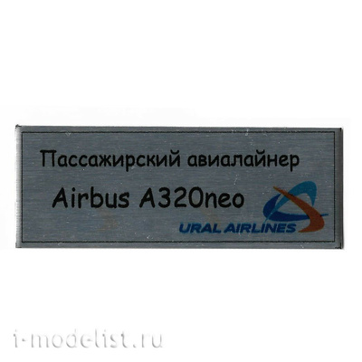 T317 Plate Plate for Airbus A320 Neo Passenger Airliner 80x30 mm, color silver (Ural Airlines)
