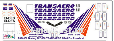 pas050 PasDecals 1/144 Decal Boeing 767-300 Transaro (for model 