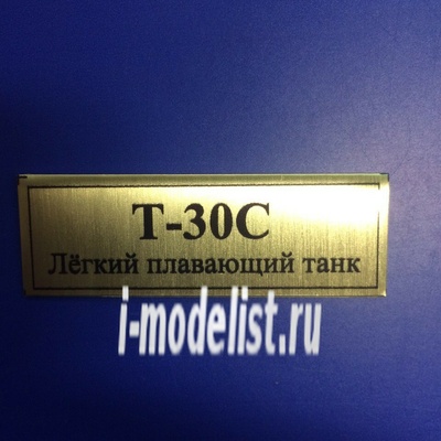 Т94 Plate Табличка для лёгкого плавающего танка тип 30 S 60х20 мм, цвет золото