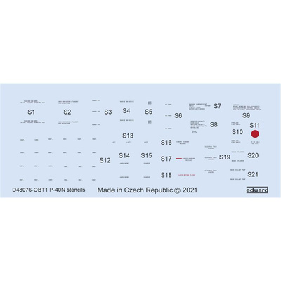 D48076 Eduard 1/48 Decal for P-40N, tech. inscriptions