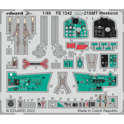 FE1242 Eduard 1/48 Фототравление для MiGG-21SMT Weekend