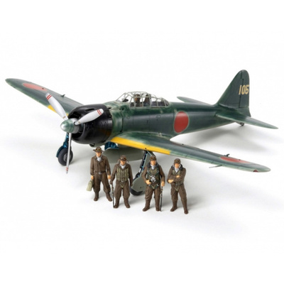 61108 Tamiya 1/48 Mitsubishi A6M3/3a Zero Fighter (ZEKE) (5 фигур пилотов, фототравление, 4 вида декалей)