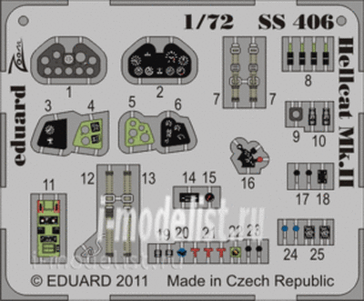 SS406 Eduard 1/72 Color photo etched parts for the Hellcat Mk. II S. A.
