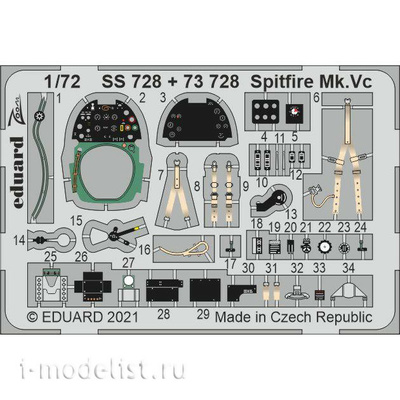 SS728 Eduard 1/72 Цветное фототравление для Spitfire Mk. Vc