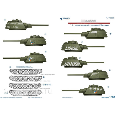 72095 ColibriDecals 1/72 Decal for 34/76 (1st Czechoslovak tank brigade)