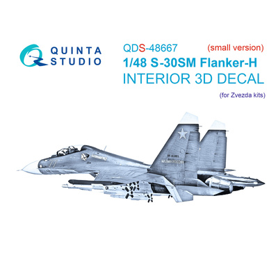QDS-48667 Quinta Studio 1/48 ЗD Декаль кабины для Суххой-30СМ (Звезда) (малая версия)