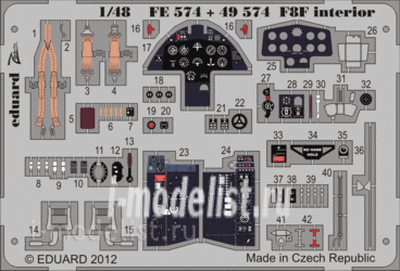 FE574 Eduard 1/48 Цветное фототравление для F8F interior S. A.