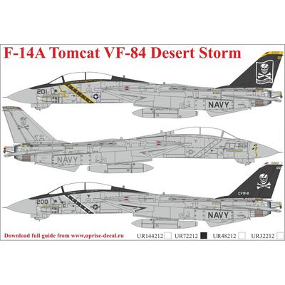 UR72212 UpRise 1/72 Декали для F-14A Tomcat VF-84 Desert Storm, FFA (удаляемая лаковая подложка)