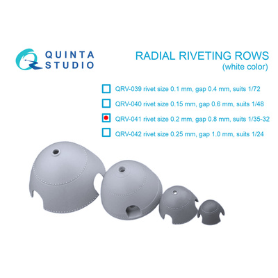 QRV-041 Quinta Studio 1/32 Radial riveting rows (riveting size 0.20 mm, interval 0.8 mm, scale 1/32), white