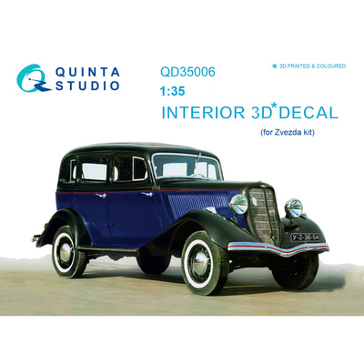 QD35006 Quinta Studio 1/35 3D Декаль интерьера кабины для Автомобиль-М1 (для модели Звезда)