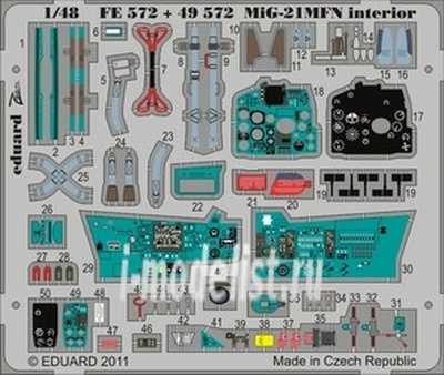 FE572 Eduard 1/48 Цветное фототравление для MiGG-21MFN interior S. A.