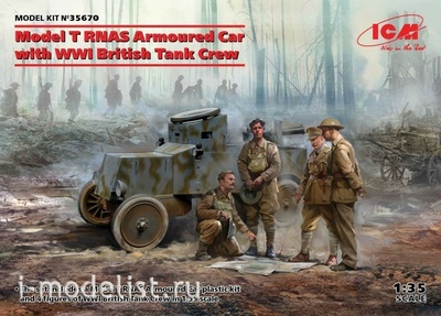 35670 ICM 1/35 Бронеавтомобиль Model T RNAS с британским танковым с экипажем I МВ