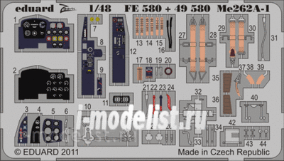 FE580 Edward 1/48 Color photo etching for Me 262A-1 S. A.