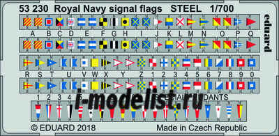 53230 Eduard photo etched parts 1/700 scale Royal Navy signal flags, steel