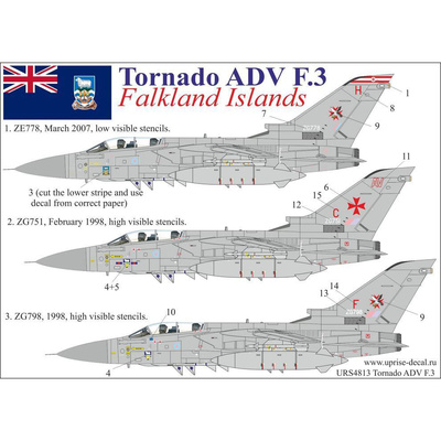 URS4813 UpRise 1/48 Декали для Tornado ADV F.3  Falkland Islands 1:48, без тех. надписей
