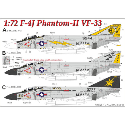 URS725 UpRise 1/72 Декали для F-4J Phantom-II VF-33, без тех. надписей