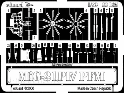 SS135 Eduard 1/72 Фототравление для MiGG-21PF/ PFM