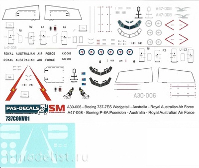 737CONV-01 PasDecals 1/144 Декаль на Boeng 737-8 Конверсия Австралийские Авилинии
