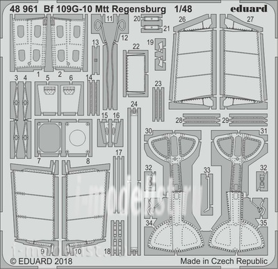 48961 Eduard 1/48 Фототравление для Bf 109G-10 Mtt Regensburg