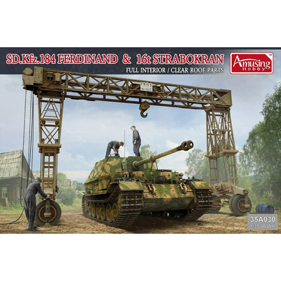 35A030 Amusing Hobby 1/35 Немецкая САУ Sd.Kfz.184 Ferdinand (Фердинанд) с полным интерьером и кран 16t Strabokran