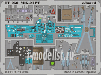 FE250 Eduard 1/48 Цветное фототравление для MiGG-21PF