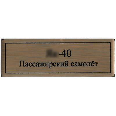 Т370 Plate Табличка для Пассажирского самолета Я-40, 60x20 мм, цвет золото