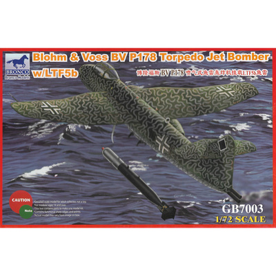 GB7003 Bronco 1/72 Blohm & Voss BV P178  Torpedo Jet Bomber w/LTF5b Torpedo