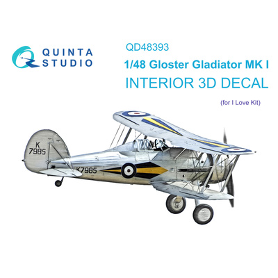 QD48393 Quinta Studio 1/48 3D Декаль интерьера кабины Gloster Gladiator MKI (I Love Kit)