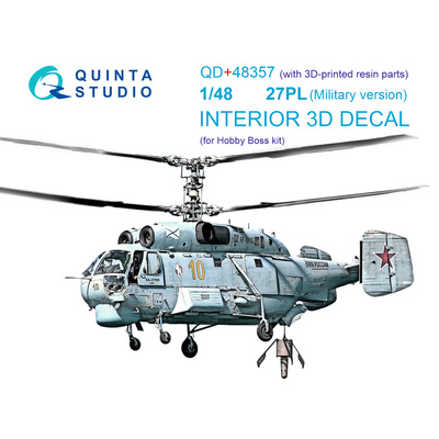 QD+48357 Quinta Studio 1/48 3D Декаль интерьера кабины К@-27ПЛ, Боевой (Hobby Boss) (с 3D-печатными деталями)
