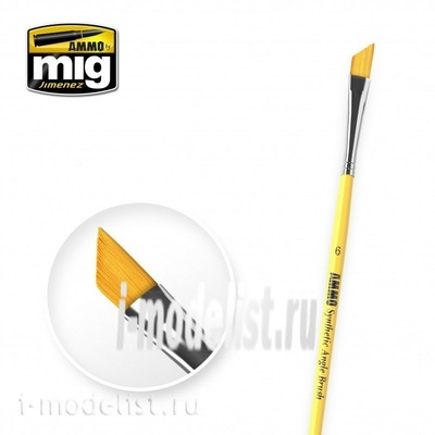 AMIG8607 Ammo Mig 6 SYNTHETIC ANGLE BRUSH / СИНТЕТИЧЕСКАЯ СКОШЕННАЯ КИСТЬ