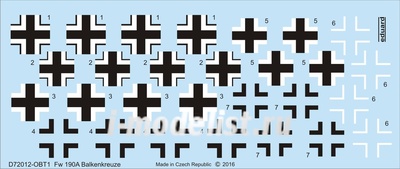 D72012 Eduard 1/72 Decal Fw 190A Balkenkreuze