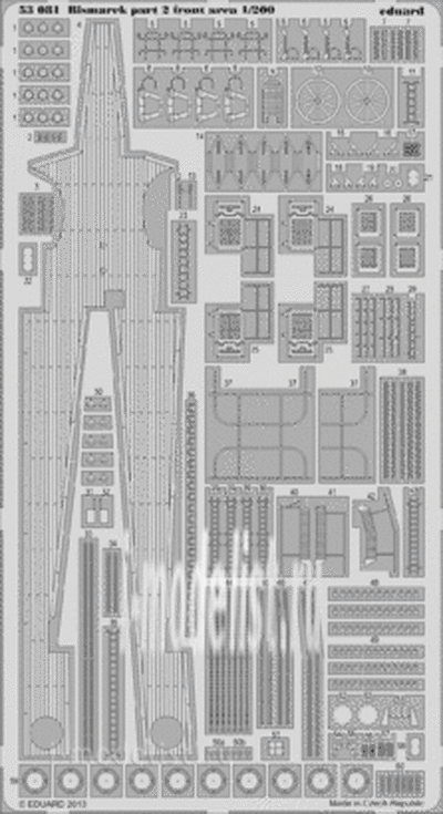 53081 1/200 Eduard photo etched parts for Bismarck part 2 - front area