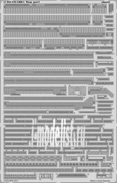 Eduard 17033 1/700 scale photo etched parts for USS Wasp LHD-1