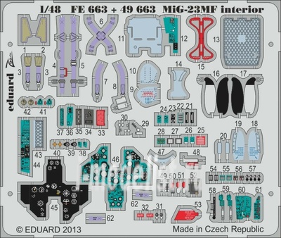 FE663 Eduard 1/48 Цветное фототравление для самолета MiGG-23MF interior S.A.