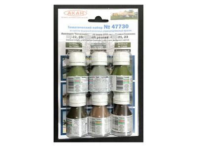 47730 AKAN Set of acrylic paints aviation Czechoslovakia (after 1992 Czech Republic and Slovakia) C- 22, 25, MiGG-29 (early), MiGG -21, 23
