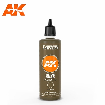 AK11249 AK Interactive Оливково-серая грунтовка, 100 мл / OLIVE DRAB SURFACE PRIMER 100ML