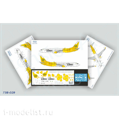 738-029 Ascensio 1/144 Декаль для Boeing	737-800, Bees Airline