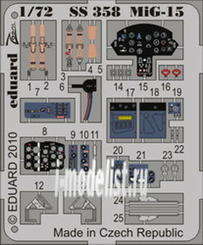 SS358 Eduard 1/72 Цветное фототравление для MiGG-15