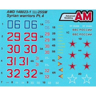 AMD148023-1 Advanced Modeling 1/48 Декали для С-25CМ из состава Авиационной Группы ВКС России в Сирии, аэродром Хмеймим