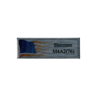 Т355 Plate Табличка для Американского среднего танка Шерман M4A2(76), 60х20 мм, серебро