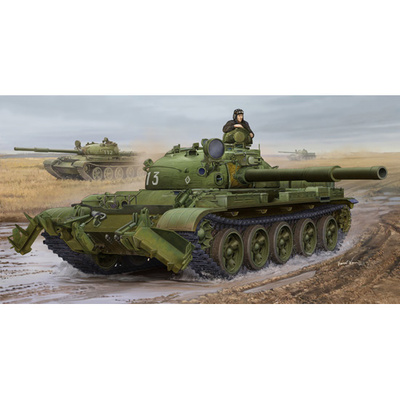 01550 Трубач 1/35 Танк тип 62 модификации 1975 г. с минным тралом КМТ-6