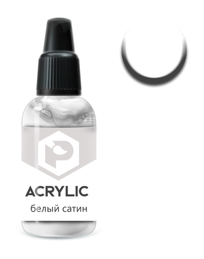 F08 Pacific88 Краска акриловая Белый сатин (White satin) Объем: 10 мл.
