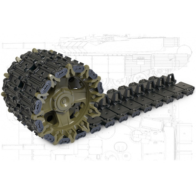 35250 Miniarm 1/35 Новые траки с прямыми грунтозацепами плюс ведущие звёзды + запаски для танков Т-90М и Арм