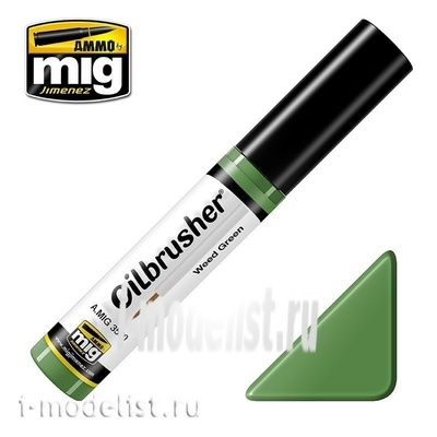 AMIG3530 Ammo Mig WEED GREEN (Масляная краска с тонкой кистью аппликатором) / ЗЕЛЕНЫЙ (СОРНЯКИ)
